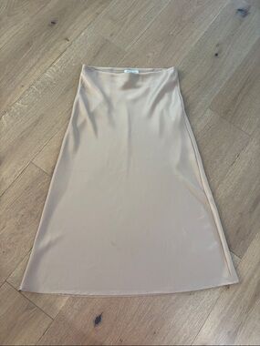 Rachel Zoe Light Beige A-Line Midi Skirt